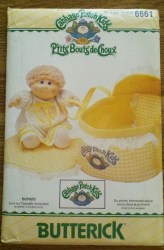 6661 BUTTERICK  1980s CPK DOLL BED CARRIER, PILLOW COVER ,COVERLET PATTERN uncut